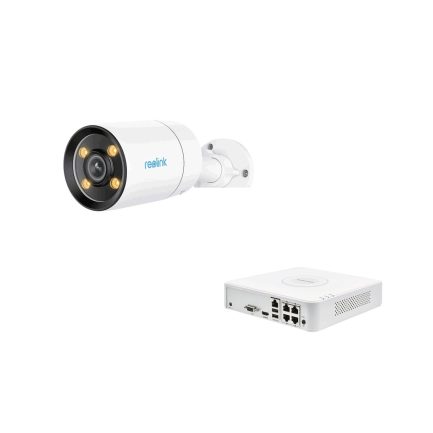Комплект за видеонаблюдение с 4 бр. 5MP корпусни IP камери Reolink P320(RLC-510A) + 4-канален мрежов рекордер с 4 PoE порта Hikvision DS-7104NI-Q1/4P(D)