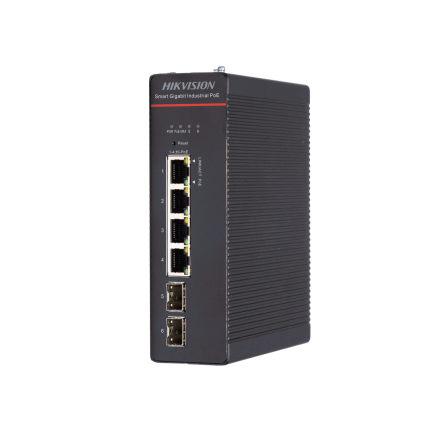 6-портов индустриален PoE мрежов комутатор HIKVISION DS-3T1506HP-SI-4P2F